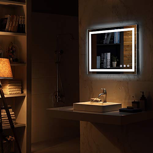 36×28in. Dimmable Led Illuminated Bathroom Mirror 36×28in. Dimmable Led Illuminated Lavatory Mirror with Bluetooth Speaker Led Lighted Wall Mounted Lavatory Vainness Mirror with Contact Button&amp;Anti-Fog| Hangs Vertically or Horizontally.