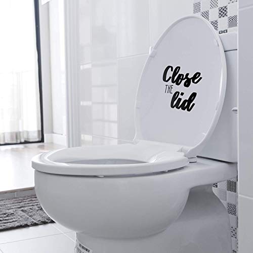 Vinyl Wall Art Decal - Set of Flush The Toilet and Close The Lid - from 7" to 8" Each - Modern Humorous Useful Sign Sticker for Bathroom Daycare Restroom School Store Restaurant Decor
