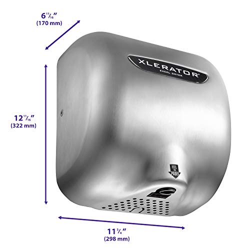 Excel Dryer 1.1N High Speed Commercial Hand Dryer Excel Dryer XLERATOR XL-SB 1.1N Excessive Pace Business Hand Dryer, Brushed Stainless Cowl, Computerized Sensor, Floor Mounted, Noise Discount Nozzle, LEED Credit 12.2 Amps 110/120V (2 Pack).
