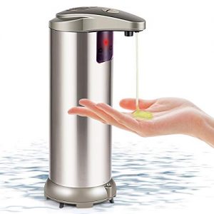 Soap Dispenser, Touchless Automatic Soap Dispenser Equipped Stainless Steel Infrared Motion Sensor Waterproof Base Adjustable Switches Suitable for Bathroom Kitchen Hotel Restaurant