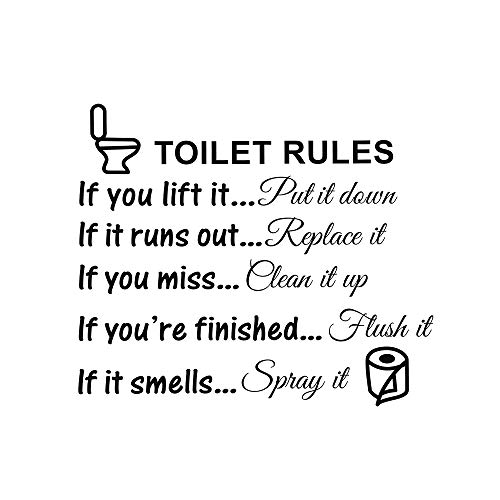 Toilet Rules Bathroom Decals Removable Wall Quotes Stickers Vinly Art Decor Home Decorations