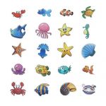 YEEFINE 20 PCS Non-Slip Bathtub Stickers Cute Sea Creature Baby Shower Fun Decals Adhesive Anti-Slip Appliques for Bathtub, Shower and Other Slippery Surfaces