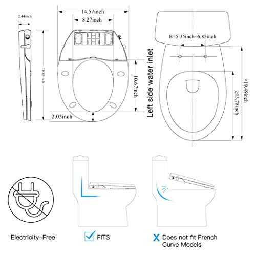 Saniwise Toilet Seat, ROUND Bidet Toilet Seat Saniwise Bathroom Seat, ROUND Bidet Bathroom Seat with Self Cleansing Twin Nozzles Separated Rear &amp; Female Cleansing Pure Water Spray, Mushy Closed Spherical Bathroom Seat, Simple DIY Set up.