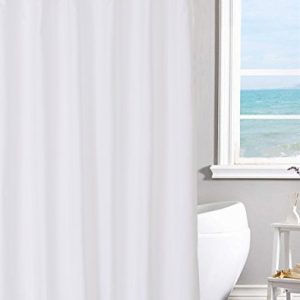 N&Y HOME Fabric Shower Curtain Liner Solid White with Magnets, Hotel Quality, Machine Washable,70 x 72 inches for Bathroom, 70"x72"