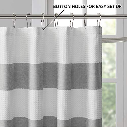 Madison Park Spa Waffle Shower Curtain, Pieced Solid Microfiber Fabric Madison Park Spa Waffle Bathe Curtain Pieced Strong Microfiber Material with 3M Scotchgard Water Repellent Remedy Trendy Residence Lavatory Decorations, Normal 72X72, Gray