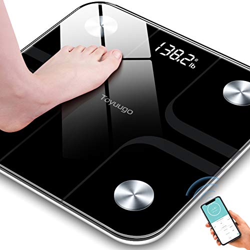 Toyuugo Bluetooth Body Fat Bathroom Scale,Scales Digital Weight,Weight Scale,Body Composition Analyzer Wireless BMI with Smart Phone App Scales,396 Pounds / 180kg Max (Black)