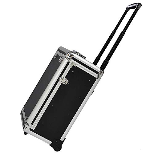 AW Pro Rolling Jewelry Makeup Organizer Case AW Professional Rolling Jewellery Make-up Organizer Case with 4 Drawers Code Lock Aluminum Moveable Show Make-up Barber Practice Field.