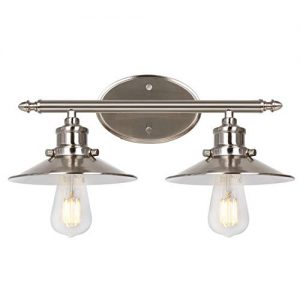 Hykolity 2-Light Retro Vanity Light, Brushed Nickel Bathroom Light Fixtures with Metal Shades, Sconce Wall Lighting for Bedroom, Powder Room and Hallway, ETL Listed