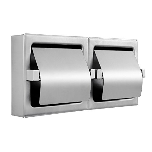 Pack of 1 - Heavy Duty Horizontal Two Roll Hooded Commercial Toilet Paper Holder - Stainless Steel - Satin Finish - Surface Mount - Holder Dimensions: 12-3/8 Inch x 6-1/2 Inch x 3 Inc