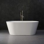 Woodbridge 59" Acrylic Freestanding Bathtub Contemporary Soaking Tub with Brushed Nickel Overflow and Drain B0014B,White