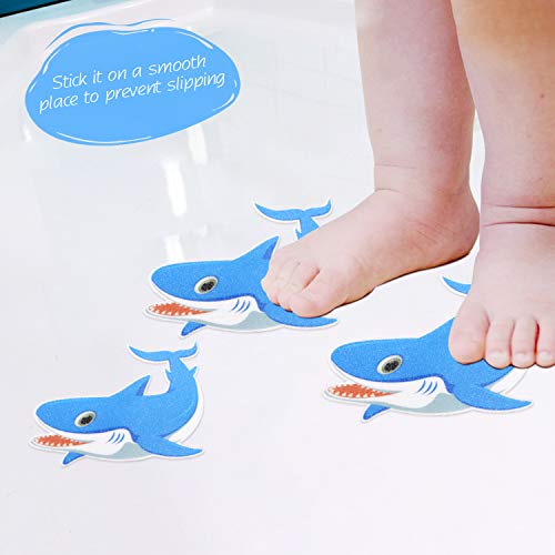 KarlunKoy Non Slip Bathtub Stickers, Safety Shower Treads Sticker KarlunKoy Non Slip Bathtub Stickers Security Bathe Treads Sticker Tub Tattoo Shark Formed Rest room Applique Decal with Scraper Pack of 5(Blue).