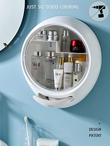 YeTrini Cosmetic Organizer for Bathroom,No Drilling Wall Mount YeTrini Beauty Organizer for Toilet,No Drilling Wall Mount Make-up Organizer,Dustproof &amp; Waterproof Cosmetics Show Instances,Make-up Storage Field,Clear-Blue.