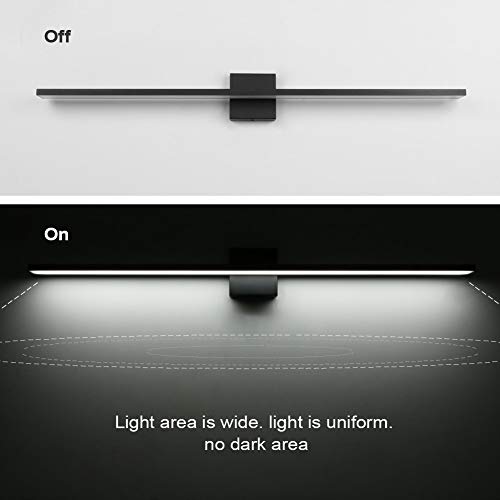 Ralbay 40inch Modern LED, Black Vanity Light 36W Frosted Aluminum Ralbay 40inch Fashionable LED Black Self-importance Mild 36W Frosted Aluminum for Rest room Self-importance Lighting Fixtures Cool White 6000Ok.