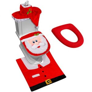 D-FantiX 3D Nose Santa Toilet Seat Cover Funny Christmas Decorations Bathroom Set of 5