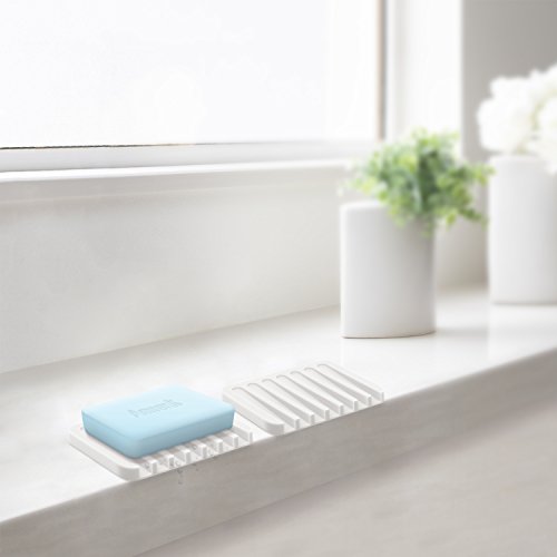Anwenk Soap Dish Shower Waterfall Soap Tray Soap Anwenk Cleaning soap Dish Bathe Waterfall Cleaning soap Tray Cleaning soap Saver Cleaning soap Holder Drainer Versatile Silicone for Bathe/Lavatory/Kitchen/Counter Prime,Preserve Cleaning soap Bars Dry Clear,Straightforward Cleansing-White,1Pack.