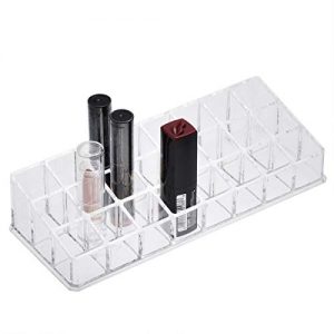 UNIS Clear Acrylic Lipstick Holder 24 Compartment Display Case Makeup Organizer Storage