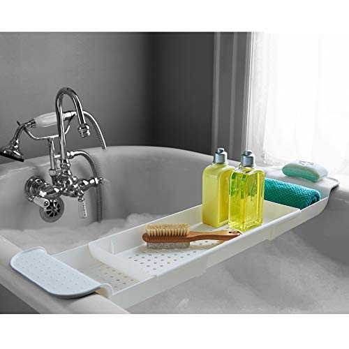 madesmart Expandable Bath Shelf - White | BATH COLLECTION madesmart Expandable Tub Shelf - White | BATH COLLECTION | Non-slip Grip | Matches Most Tubs 30.87" x 6.81" | BPA-Free.