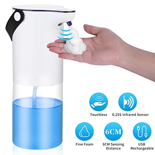 YuMumuxi Automatic Soap Dispenser, Touchless Auto Foaming Soap Dispenser with Advanced IR Sensor, Rechargeable Waterproof Dish Soap Dispenser for Kitchen Bathroom, 7.4oz/320ml