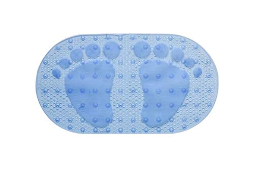 DFL Bath Tub Mat, Extra Long 27 x 16 Inches Non-Slip Shower Mats with Suction Cups and Drain Holes, Bathtub Mats Bathroom Mats Machine Washable (Blue)