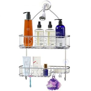 SimpleHouseware Bathroom Hanging Shower Head Caddy Organizer, Chrome (26 x 16 x 5.5 inches)