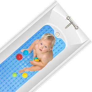 Yueetc Bathtub Mat Non Slip, 35 x 16 inch Extra Soft and Absorbent, Machine Washable, Perfect Shower Bath Mats for tub (Blue, 35X16in)
