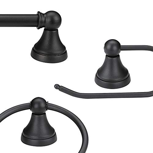 Globe Electric Jayden 5-Piece All-In-One Bathroom Set Globe Electrical 51227 Jayden 5-Piece All-In-One Toilet Set, Oil Rubbed Bronze, 3-Gentle Vainness Gentle with Frosted Glass Shades, Towel Bar, Rest room Paper Holder, Towel Ring, Gown Hook.