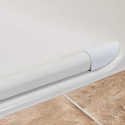 Lifeline Collapsible Shower Water Dam - Curb-Less Barrier & Water Stopper/Roll-in Wheelchair Threshold/Seniors & Disabled/Flexible Dam Retention System/White Polar EPDM/Radius End Caps/66 Inch