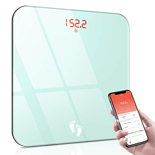 Matone Digital Scale for Body Weight, Smart Bluetooth Bathroom Scale with Smartphone App & Easy-to-Read Backlit LED Display, BMI Weight Scale, Step-on Technology, Sturdy Tempered Glass, 400 lbs