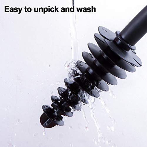 BROOM Toilet Plunger, 2020 Upgraded Two Sections Detachable Plunger BROOM Bathroom Plunger, 2020 Upgraded Two Sections Removable Plunger for Toilet, Bathroom Dredge Device, Stainless Metal Deal with Clog Remover, Squeegee, Drain Cleaner, Hook Included (1 Pack, Black).