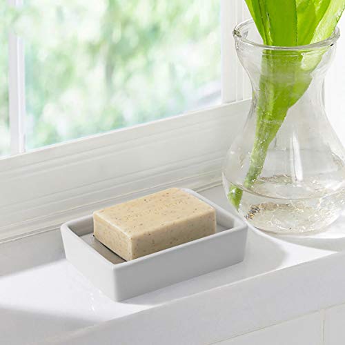 TOPSKY Ceramic Soap Dish Holder Stainless Steel for Bathroom TOPSKY Ceramic Cleaning soap Dish Holder Stainless Metal for Rest room, Double Layer, Self-draining Cleaning soap Tray, Say No to Mushy Cleaning soap, Simple Cleansing. (White).
