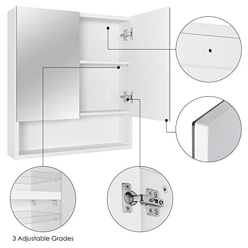 Elegant Double-Door Toilet Wall Mirror Cupboard 🚿 The Elegant Double-Door Toilet Wall Mirror Cabinet is designed to streamline your morning routine and provide efficient storage for your bathroom essentials. Its 3-in-1 design combines a stylish mirror with a spacious double-door cabinet and an open shelf. The generously sized mirrors are perfect for your morning makeup routine or a close shave, ensuring you look your best before starting your day. Behind the double doors, you'll find two-tier interior shelves that keep your items organized and easily accessible. The open shelf provides convenient space for toothbrushes, soap, shampoo, shower gels, and any other daily necessities, so you never have to rummage through drawers again. The clearer mirror not only helps with your grooming but also makes your bathroom appear brighter and more spacious, enhancing the overall ambiance. Efficient Design: This 3-in-1 cabinet is designed to optimize your bathroom space, providing a mirror for grooming, shelves for storage, and an open shelf for easy access to daily essentials. Double Mirrors: The dual mirrors are large enough to provide a clear reflection, making your morning routine more efficient and hassle-free.  