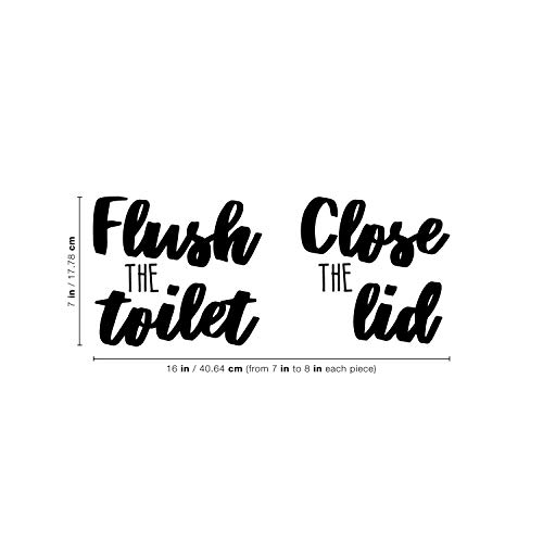 Vinyl Wall Art Decal - Set of Flush The Toilet and Close The Lid Vinyl Wall Artwork Decal - Set of Flush The Bathroom and Shut The Lid - from 7" to eight" Every - Trendy Humorous Helpful Signal Sticker for Lavatory Daycare Restroom College Retailer Restaurant Decor.