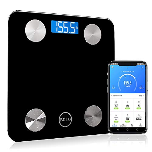 BUIO Platinum Smart Bluetooth Scale - Digital Bathroom Weight Scale for Body Fat, BMI, Muscle Mass & 9 More - Accurate Scales with Bright Display - Compatible with Apple Health & Android Apps