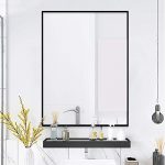 QEQRUG Framed Large Modern Wall-Mounted Frame Rectangle Mirror for Bathroom, Bedroom, Living Room,Black,Peaked Trim (30"X40", Black)