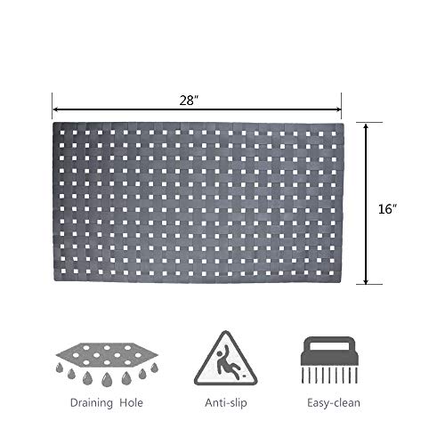 ALL PRIDE Bathtub and Shower Mat, Non Slip, Machine Washable ALL PRIDE Bathtub and Bathe Mat, Non Slip, Machine Washable, Woven Design, Good Tub Mat for Tub and Bathe for Children and Aged, 28 x16 Inch,2 Pack,Grey.
