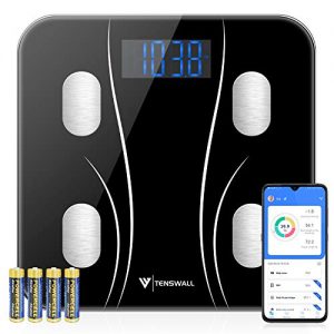 Body Weight Scale, Digital Bathroom Scale Body Composition Monitor Health Analyzer with Smartphone App for Body Weight, Body Fat, Water, BMI, BMR, Muscle Mass 396 lbs