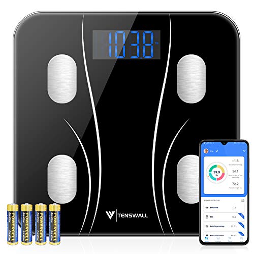 Body Weight Scale, Digital Bathroom Scale Body Composition Monitor Health Analyzer with Smartphone App for Body Weight, Body Fat, Water, BMI, BMR, Muscle Mass 396 lbs