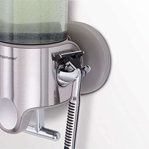 simplehuman Double Wall Mount Shower Pump simplehuman Double Wall Mount Bathe Pump, 2 x 15 fl. oz. Shampoo and Cleaning soap Dispensers, Stainless Metal.