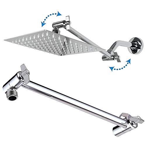 Rain Shower Head with 11’’ Adjustable Extension Arm Rain Bathe Head with 11’’ Adjustable Extension Arm, Massive Stainless Metal Excessive Movement Rainfall Sq. Bathe head, Tub Bathe Waterfall Full Physique Protection (Eight Inch Showerhead with Arm, Chrome).
