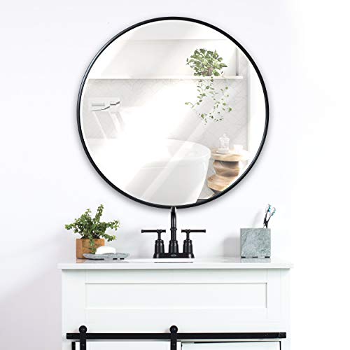 Black Round Wall Mirror - 24 Inch Large Round Mirror Black Spherical Wall Mirror - 24 Inch Massive Spherical Mirror, Rustic Accent Mirror For Toilet, Entry, Eating Room, &amp; Residing Room. Steel Black Spherical Mirror For Wall, Self-importance Mirror Massive Circle Wall Mirror.