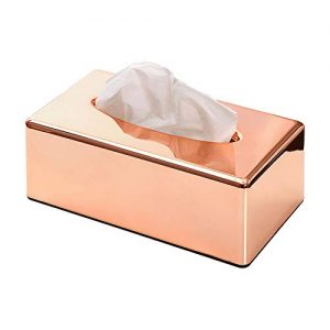 ORZ Rectangle Facial Tissue Box Cover Container for Kitchen Bathroom Vanity Countertops Napkin Tissue Holder- Rose Gold