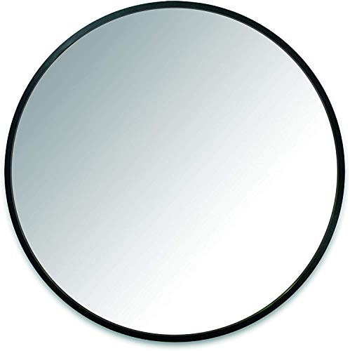 Umbra 1008243-040 Hub Wall Mirror With Rubber Frame - 24-Inch Round Wall Mirror for Entryways, Washrooms, Living Rooms and More, Doubles as Modern Wall Art, Black