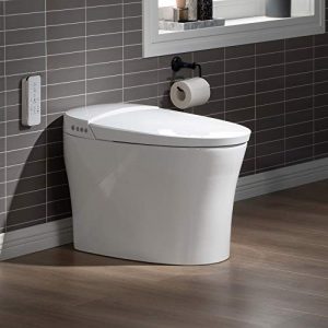 WOODBRIDGE B0970S Smart Bidet Toilet Elongated One Piece Modern Design, Automatic Flushing, Heated Seat with Integrated Multi Function Remote Control, White