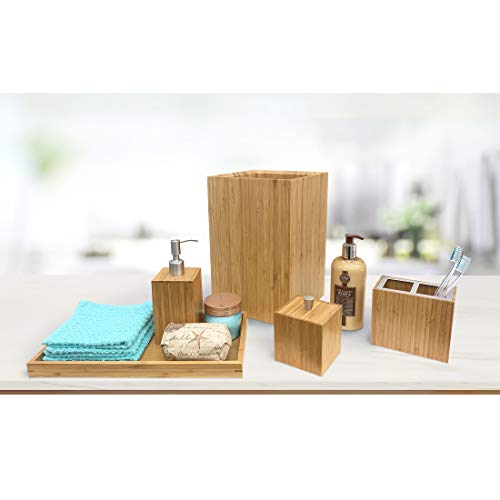 Seville Classics 5-Piece Bamboo Bath and Vanity Luxury Bathroom Seville Classics 5-Piece Bamboo Tub and Vainness Luxurious Rest room Necessities Accent Set.