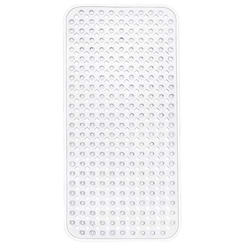 EHZNZIE Bathtub Shower Mat (35x15.5 Inch) Non-Slip and Phthalate Latex Free,Bath tub Mat with Suction Cups,Machine Washable XL Size Bathroom Mats (Clear)