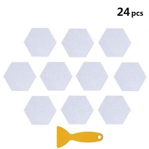 UCOFFEE Bathtub Stickers Non-Slip，24 Pieces Hexagon Safety Shower Treads Adhesive Decals Anti-Slip Appliques with Premium Scraper
