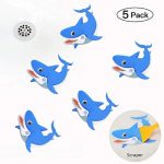 KarlunKoy Non Slip Bathtub Stickers Safety Shower Treads Sticker Tub Tattoo Shark Shaped Bathroom Applique Decal with Scraper Pack of 5(Blue)