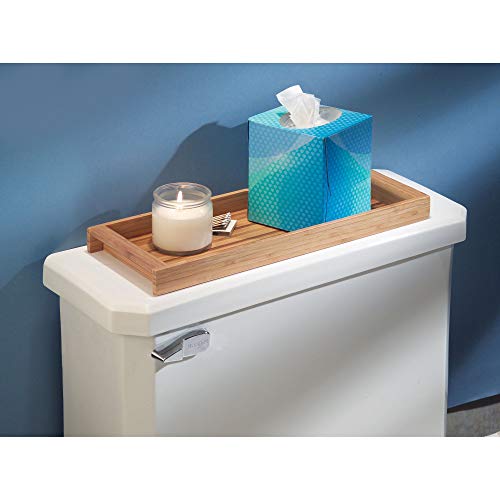 iDesign Formbu Wood Toilet Tank Top Storage, Tray Wooden Organizer for Tissues iDesign Formbu Wooden Rest room Tank Prime Storage Tray Wood Organizer for Tissues, Candles, Cleaning soap, Hand Towels, Rest room Paper, Pure Bamboo.
