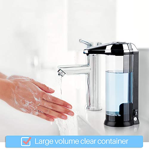 Secura 17oz / 500ml Premium Touchless Battery Operated Secura 17oz / 500ml Premium Touchless Battery Operated Electrical Computerized Cleaning soap Dispenser w/Adjustable Cleaning soap Meting out Quantity Management Dial (Chrome).