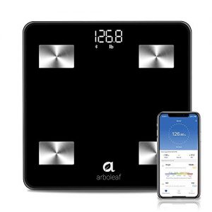 Arboleaf Weight Scale - Smart Scale Bluetooth Body Fat Scale Wireless with iOS, Android APP, Unlimited Users, Auto Recognition, 10 Body Composition Analyzer, Fat, BMI, BMR, Muscle Mass, 396 lb - Black
